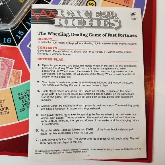 Vintage Race to Riches Board Game, The Wheeling, Dealing Game of Fast Fortunes - Picture 4 of 7